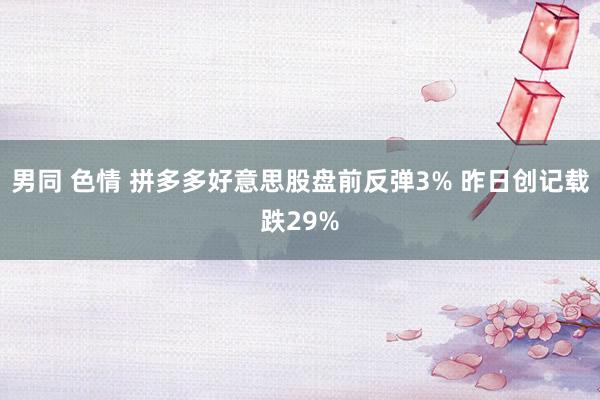 男同 色情 拼多多好意思股盘前反弹3% 昨日创记载跌29%