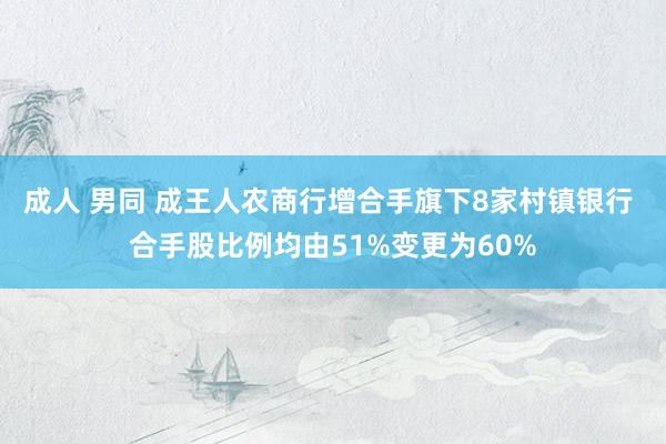 成人 男同 成王人农商行增合手旗下8家村镇银行 合手股比例均由51%变更为60%