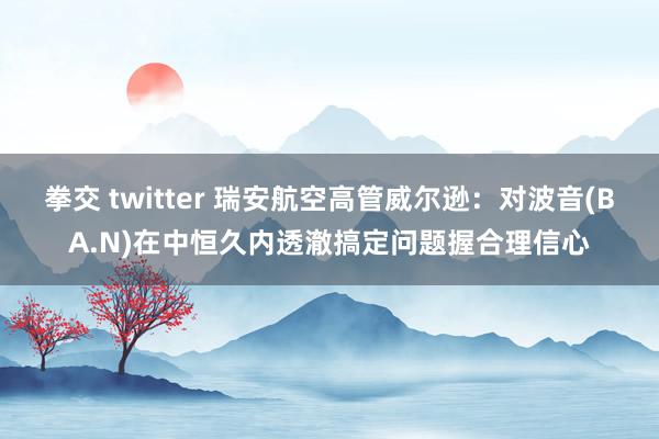 拳交 twitter 瑞安航空高管威尔逊：对波音(BA.N)在中恒久内透澈搞定问题握合理信心