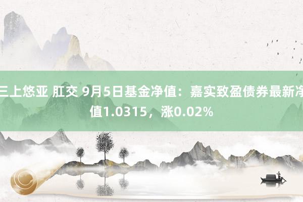 三上悠亚 肛交 9月5日基金净值：嘉实致盈债券最新净值1.0315，涨0.02%