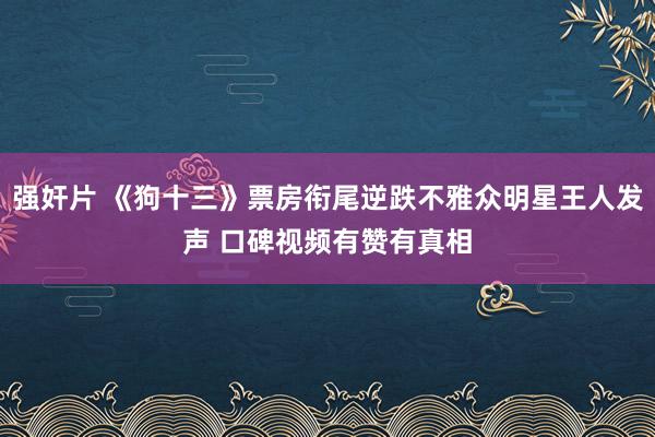 强奸片 《狗十三》票房衔尾逆跌不雅众明星王人发声 口碑视频有赞有真相